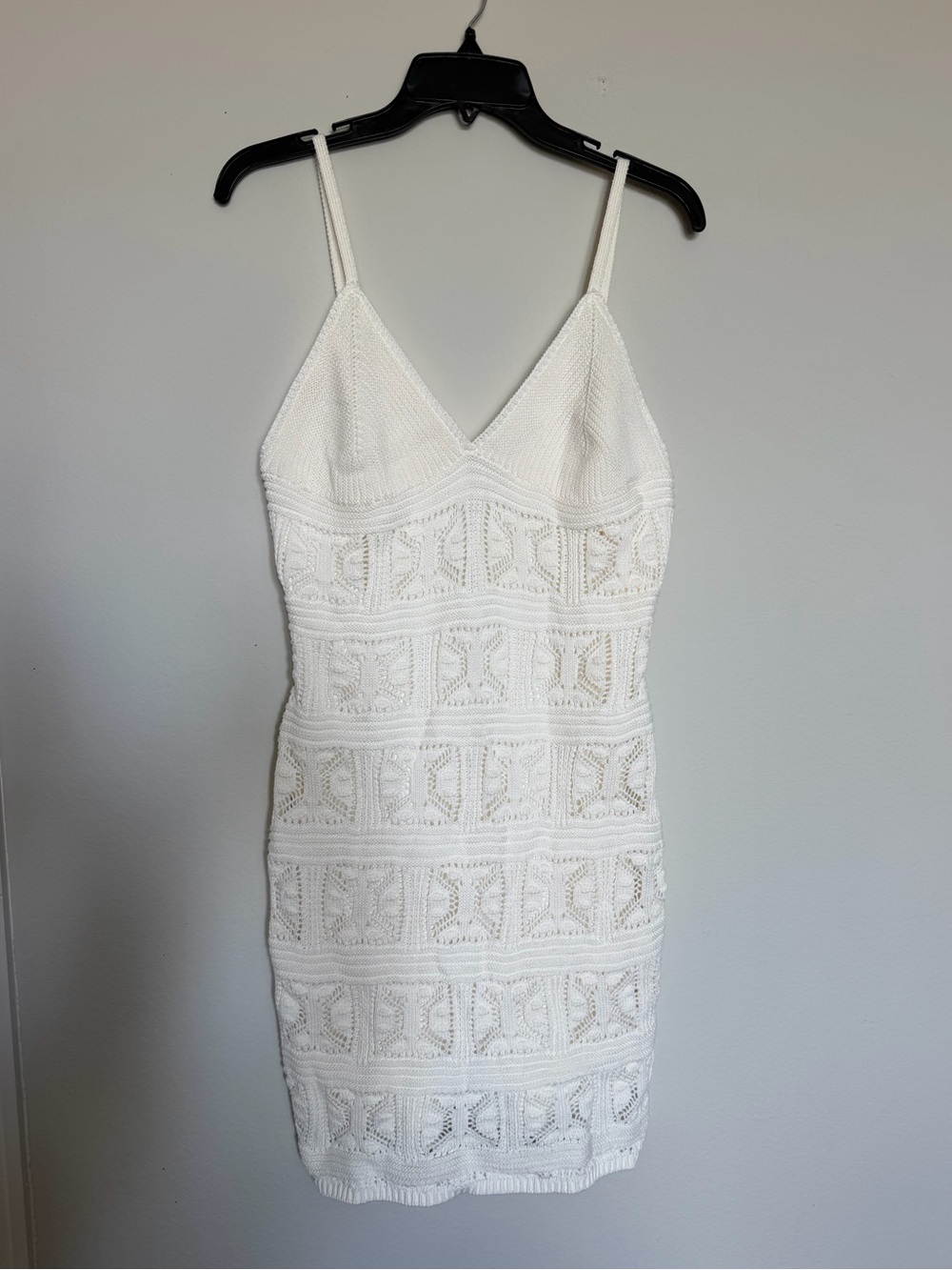 Olive + Oak Ivory Crochet Knit Mini Dress Size L NWT